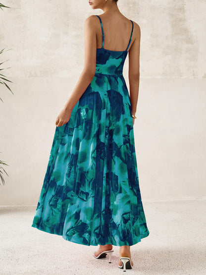 BTFBM Women Summer Floral Maxi Dresses Elegant Spaghetti Strap Dress Printed Party Dress Beach Long Dresses