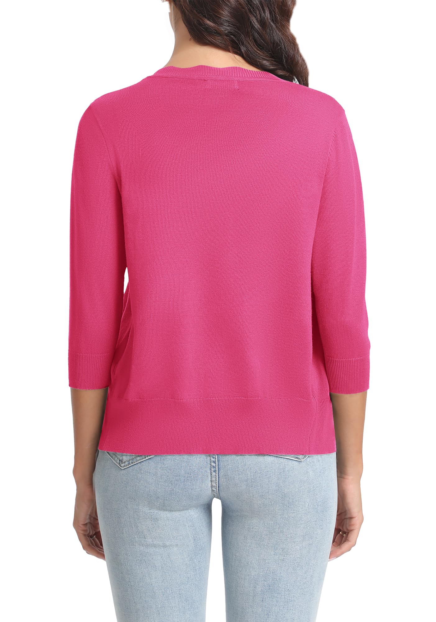 Urban CoCo Woman's 3/4 Sleeve Solid V-Neck Cardigan Sweater for Dress Lightweight Knit Shrugs