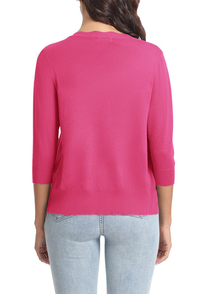 Urban CoCo Woman's 3/4 Sleeve Solid V-Neck Cardigan Sweater for Dress Lightweight Knit Shrugs