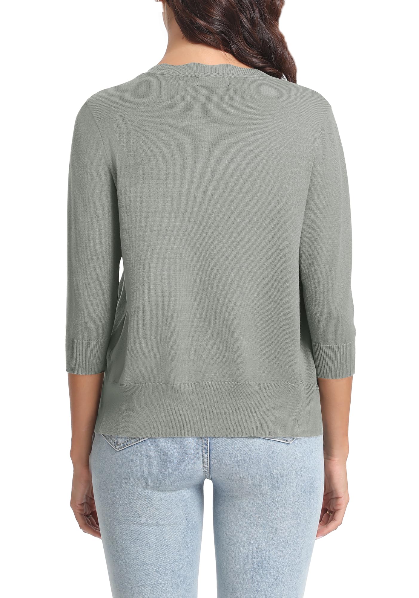 Urban CoCo Woman's 3/4 Sleeve Solid V-Neck Cardigan Sweater for Dress Lightweight Knit Shrugs