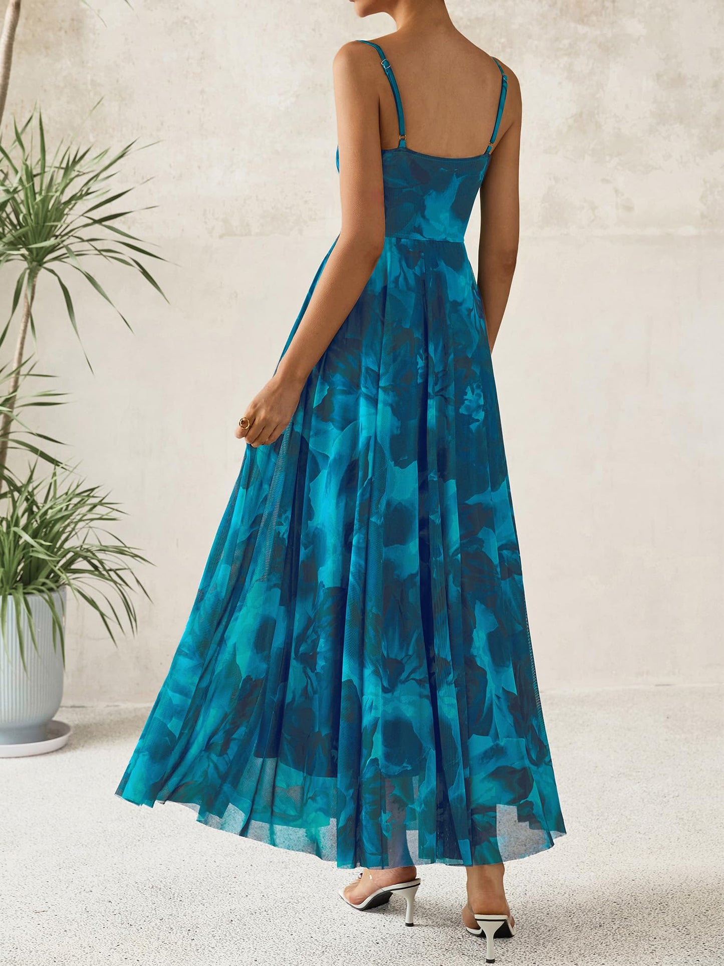 BTFBM Women Summer Floral Maxi Dresses Elegant Spaghetti Strap Dress Printed Party Dress Beach Long Dresses