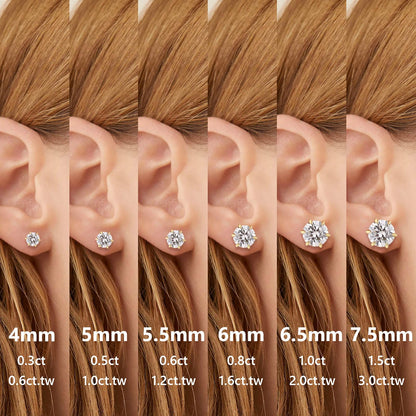KRKC Moissanite Earrings, Christmas Birthday Gifts with Luxury Box, Hypoallergenic 925 Sterling Silver 14K White Gold Plated, 0.6-3CT D color VVS1 Clarity Lab Created Stud Diamond Earrings for Women