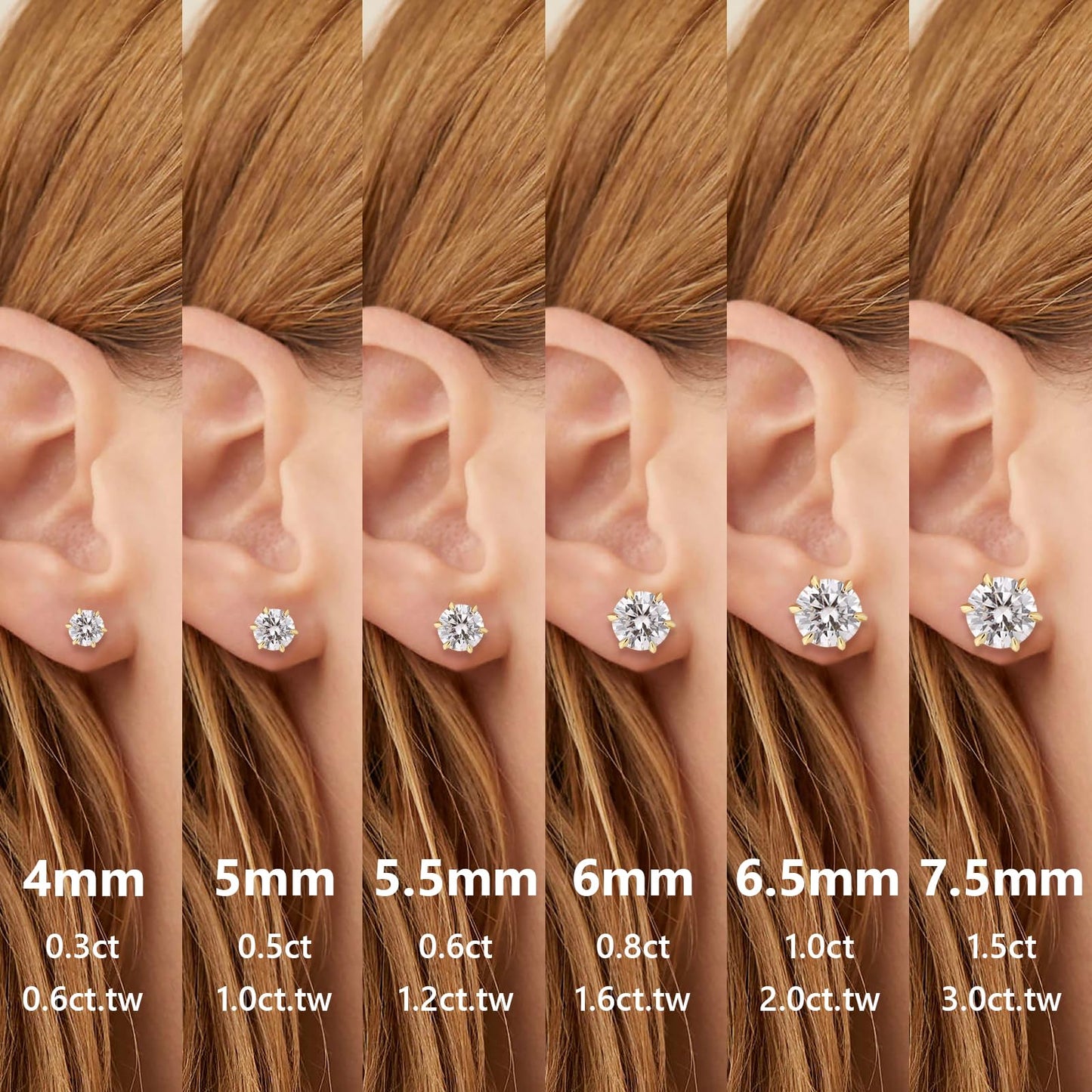 KRKC Moissanite Earrings, Christmas Birthday Gifts with Luxury Box, Hypoallergenic 925 Sterling Silver 14K White Gold Plated, 0.6-3CT D color VVS1 Clarity Lab Created Stud Diamond Earrings for Women