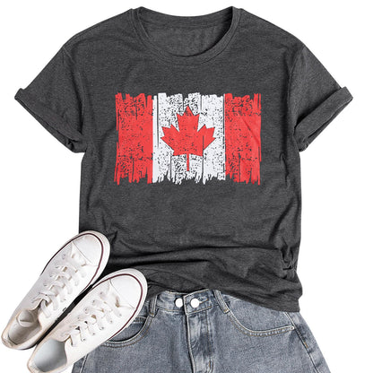 DUTUT Canada Day Shirt Women Canada Shirt Canada Flag Graphic Tees Canadian Patriotic Pride Maple Leaf T-Shirt