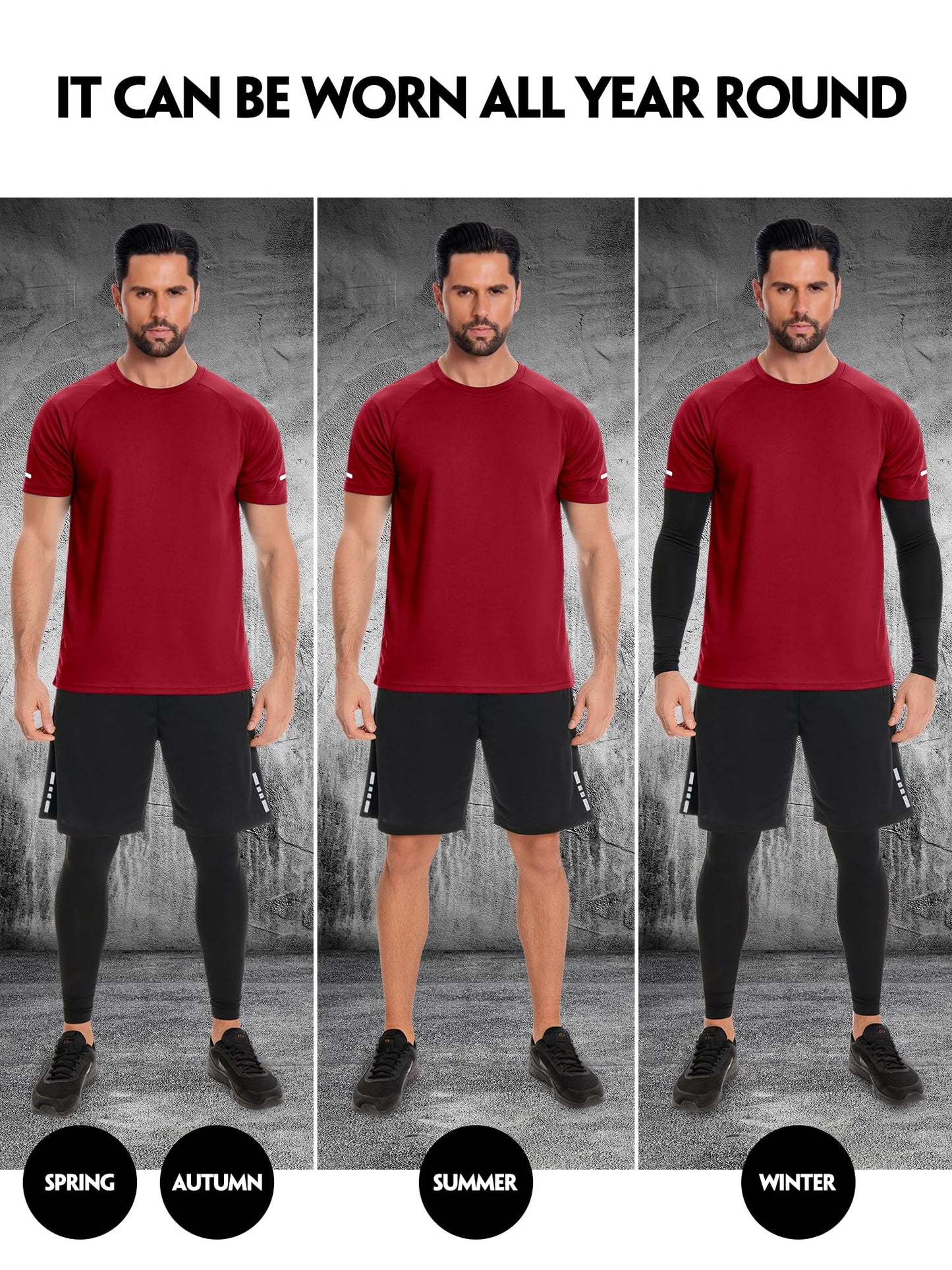 Men's Sports Running Set (Pack of 4 or 5) Athletic Shirt+Short/Compression Shirt+Pants with Coat Tracksuit Gym Suits
