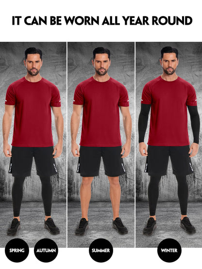 Men's Sports Running Set (Pack of 4 or 5) Athletic Shirt+Short/Compression Shirt+Pants with Coat Tracksuit Gym Suits