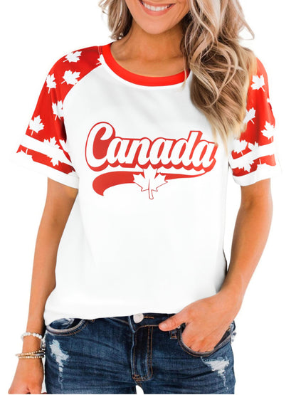 DUTUT Canada Day Shirt Women Canada Shirt Canada Flag Graphic Tees Canadian Patriotic Pride Maple Leaf T-Shirt