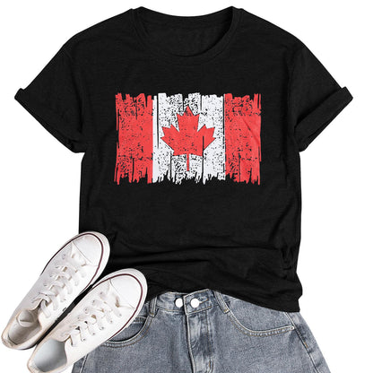 DUTUT Canada Day Shirt Women Canada Shirt Canada Flag Graphic Tees Canadian Patriotic Pride Maple Leaf T-Shirt