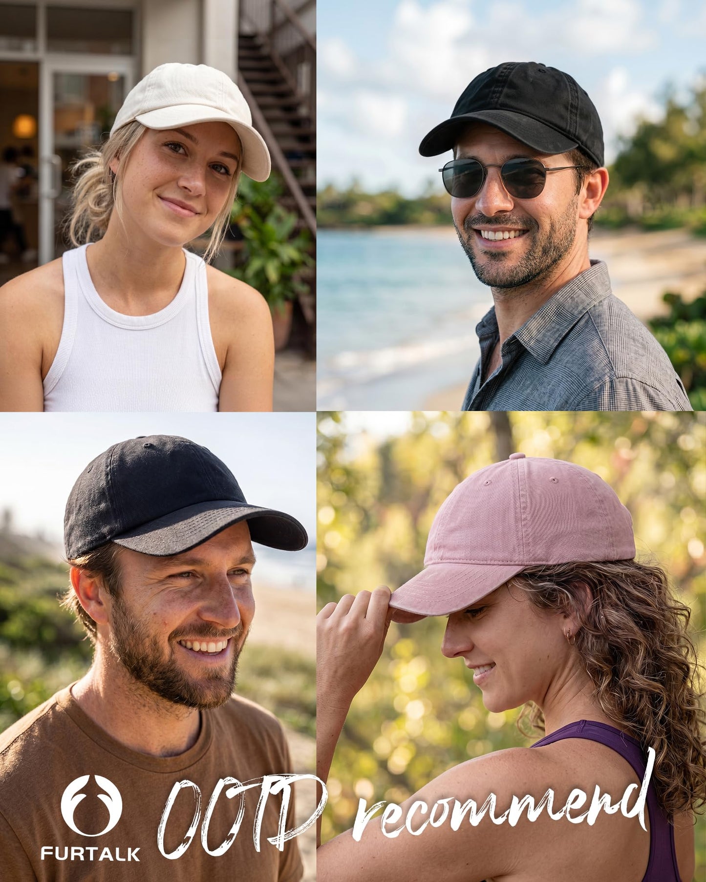 FURTALK Cotton Low Profile Baseball Cap Hat for Men Women Adjustable Dad Hat Four Seasons Classic