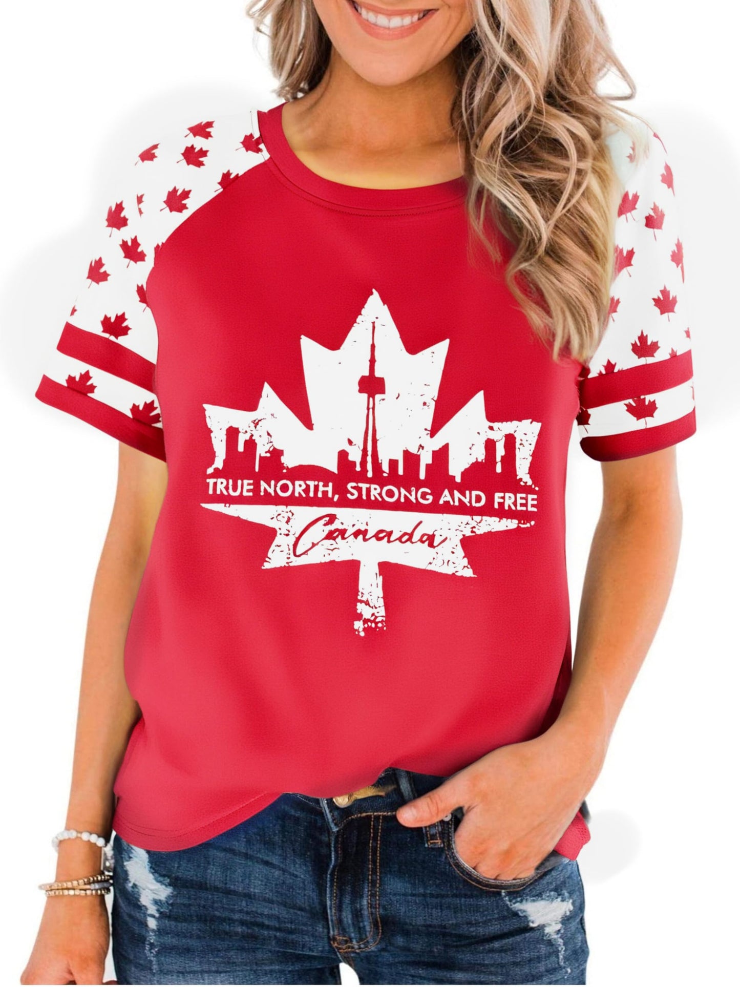 DUTUT Canada Day Shirt Women Canada Shirt Canada Flag Graphic Tees Canadian Patriotic Pride Maple Leaf T-Shirt