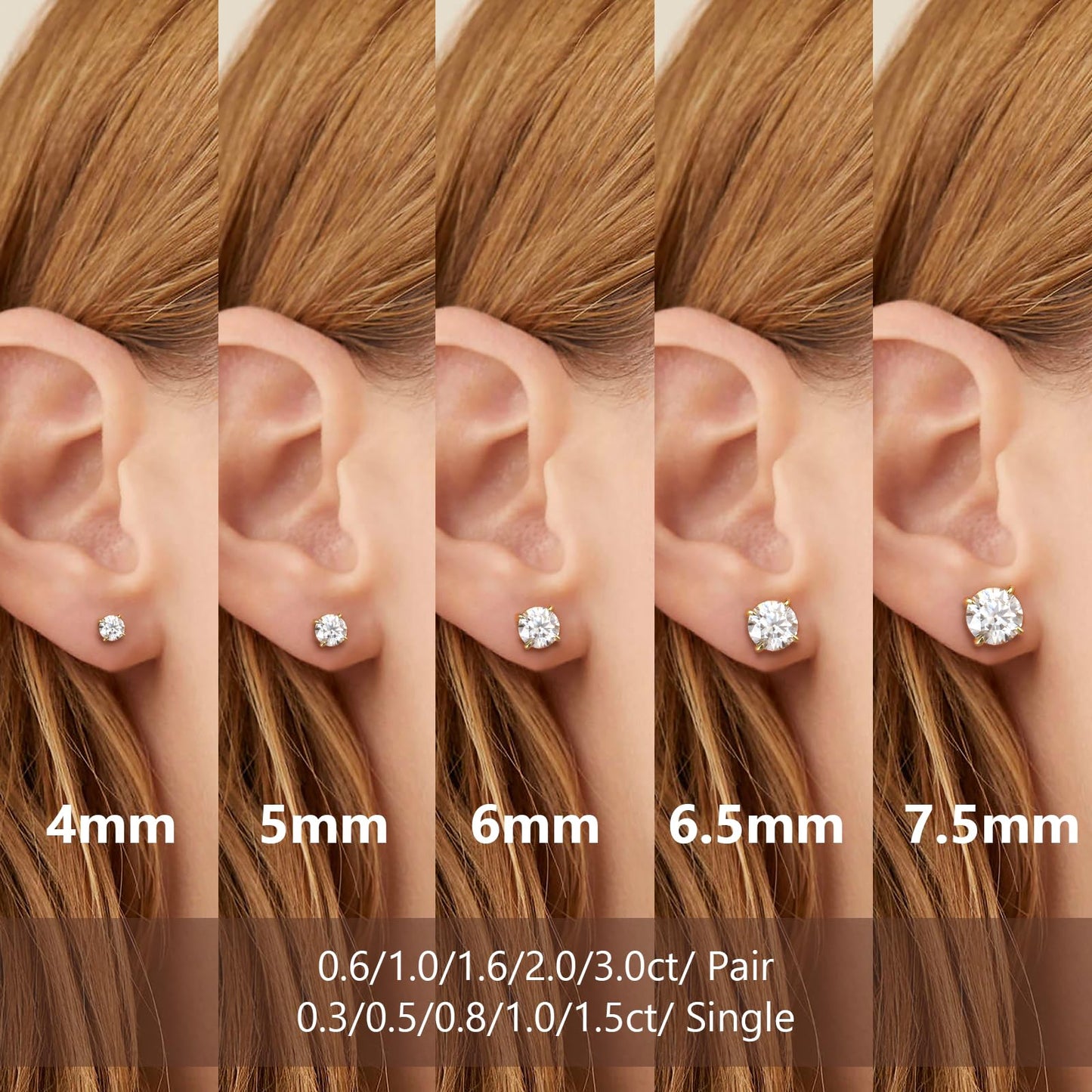 KRKC Moissanite Earrings, Christmas Birthday Gifts with Luxury Box, Hypoallergenic 925 Sterling Silver 14K White Gold Plated, 0.6-3CT D color VVS1 Clarity Lab Created Stud Diamond Earrings for Women