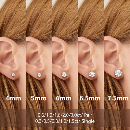 KRKC Moissanite Earrings, Christmas Birthday Gifts with Luxury Box, Hypoallergenic 925 Sterling Silver 14K White Gold Plated, 0.6-3CT D color VVS1 Clarity Lab Created Stud Diamond Earrings for Women