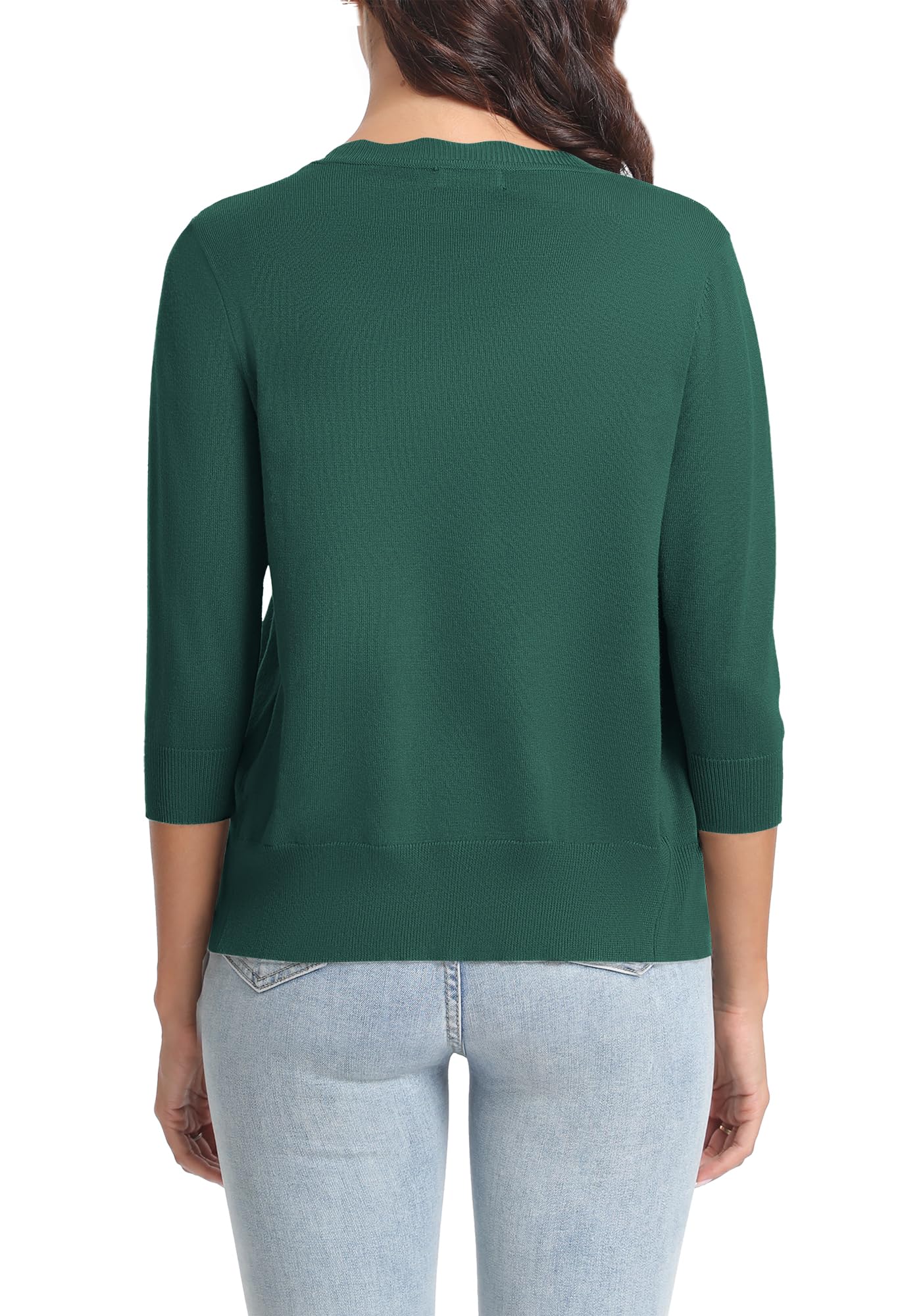 Urban CoCo Woman's 3/4 Sleeve Solid V-Neck Cardigan Sweater for Dress Lightweight Knit Shrugs