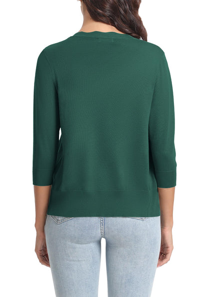 Urban CoCo Woman's 3/4 Sleeve Solid V-Neck Cardigan Sweater for Dress Lightweight Knit Shrugs