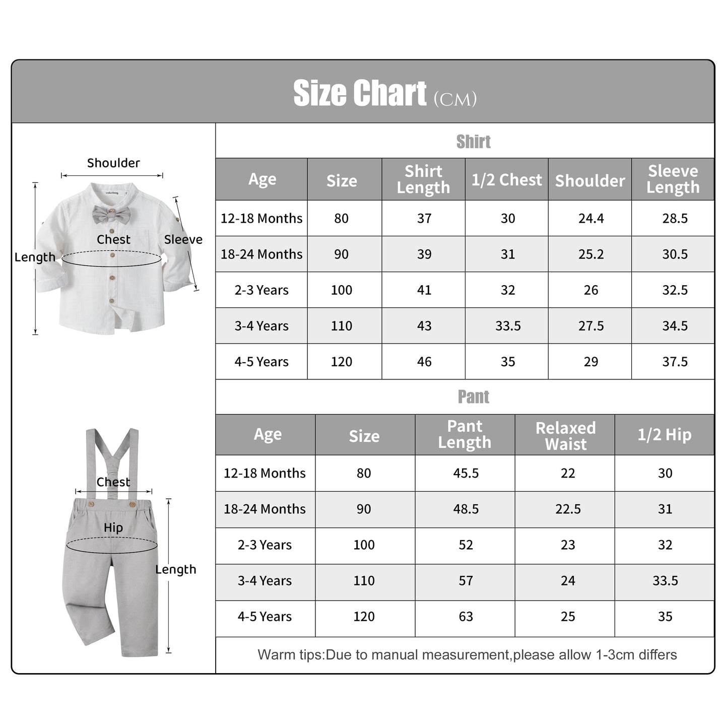 Volunboy Baby Boys Cotton Linen Formal Suspenders Outfits with Bowtie Toddler Long Sleeve Gentleman Wedding Dress Clothes