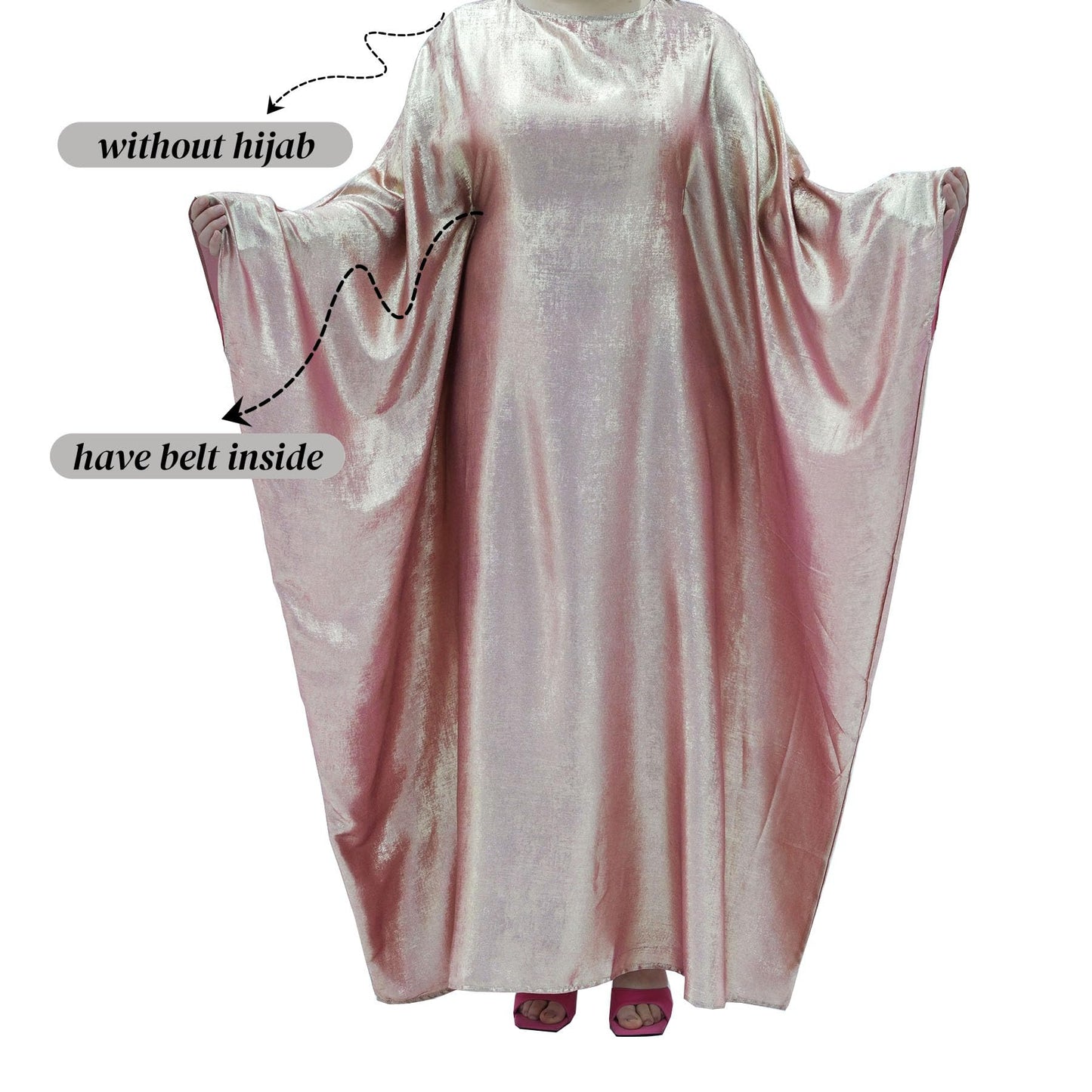 Women Prayer Abaya Dubai Bat Sleeve Dress Islamic Printed Long Robe with Belt