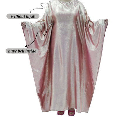 Women Prayer Abaya Dubai Bat Sleeve Dress Islamic Printed Long Robe with Belt