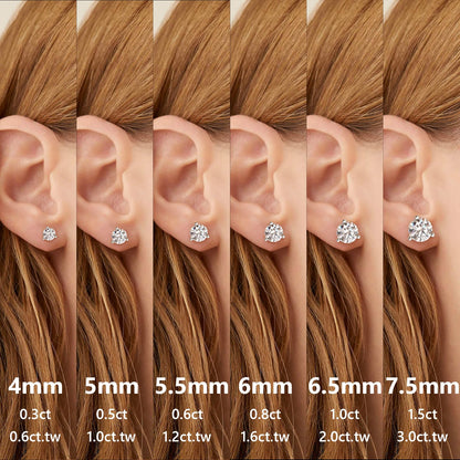 KRKC Moissanite Earrings, Christmas Birthday Gifts with Luxury Box, Hypoallergenic 925 Sterling Silver 14K White Gold Plated, 0.6-3CT D color VVS1 Clarity Lab Created Stud Diamond Earrings for Women