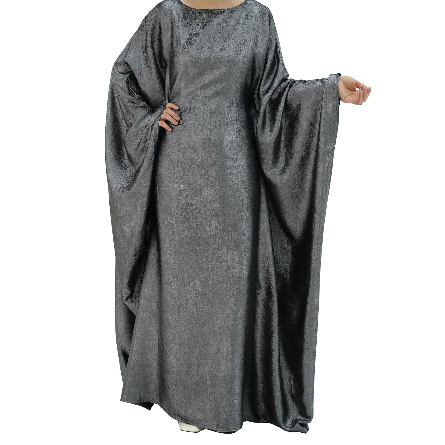 Women Prayer Abaya Dubai Bat Sleeve Dress Islamic Printed Long Robe with Belt