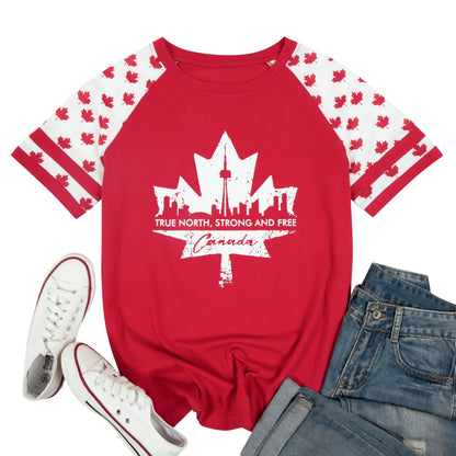 DUTUT Canada Day Shirt Women Canada Shirt Canada Flag Graphic Tees Canadian Patriotic Pride Maple Leaf T-Shirt