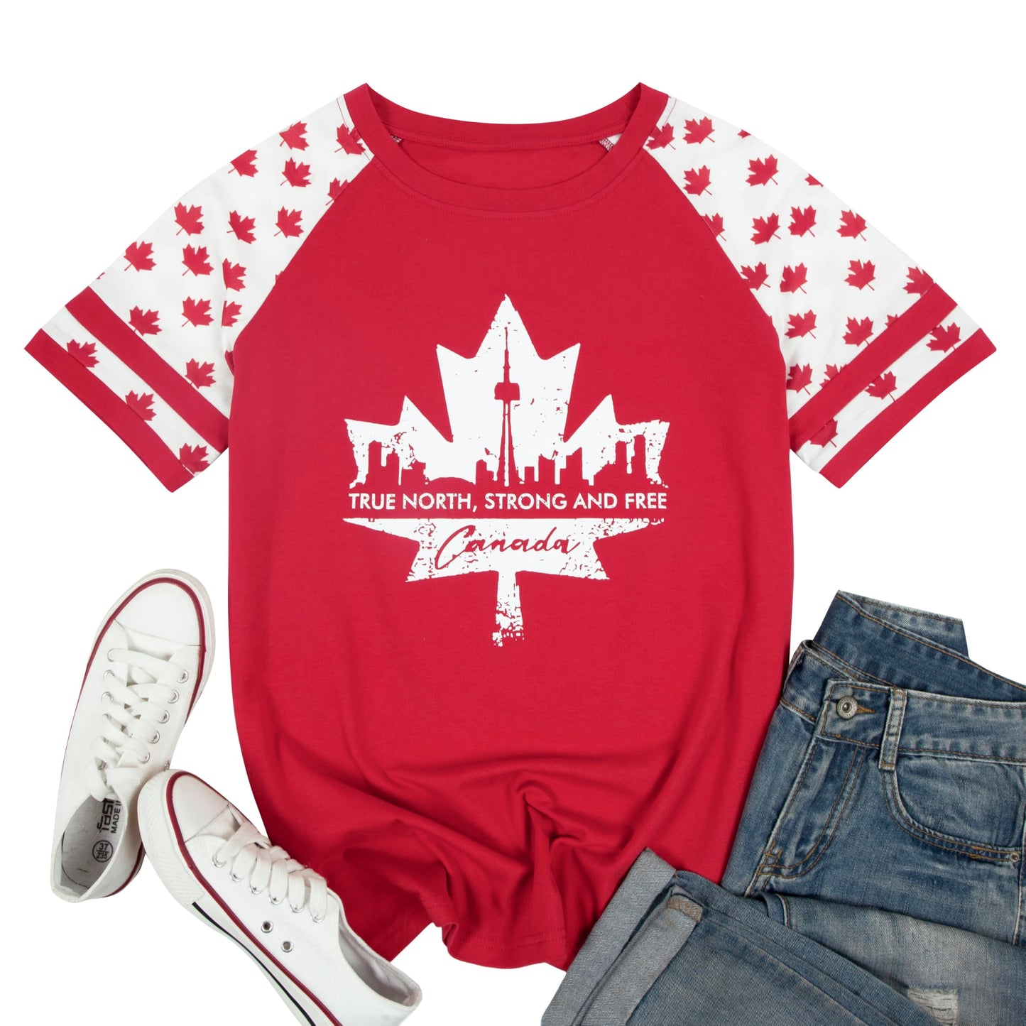 DUTUT Canada Day Shirt Women Canada Shirt Canada Flag Graphic Tees Canadian Patriotic Pride Maple Leaf T-Shirt