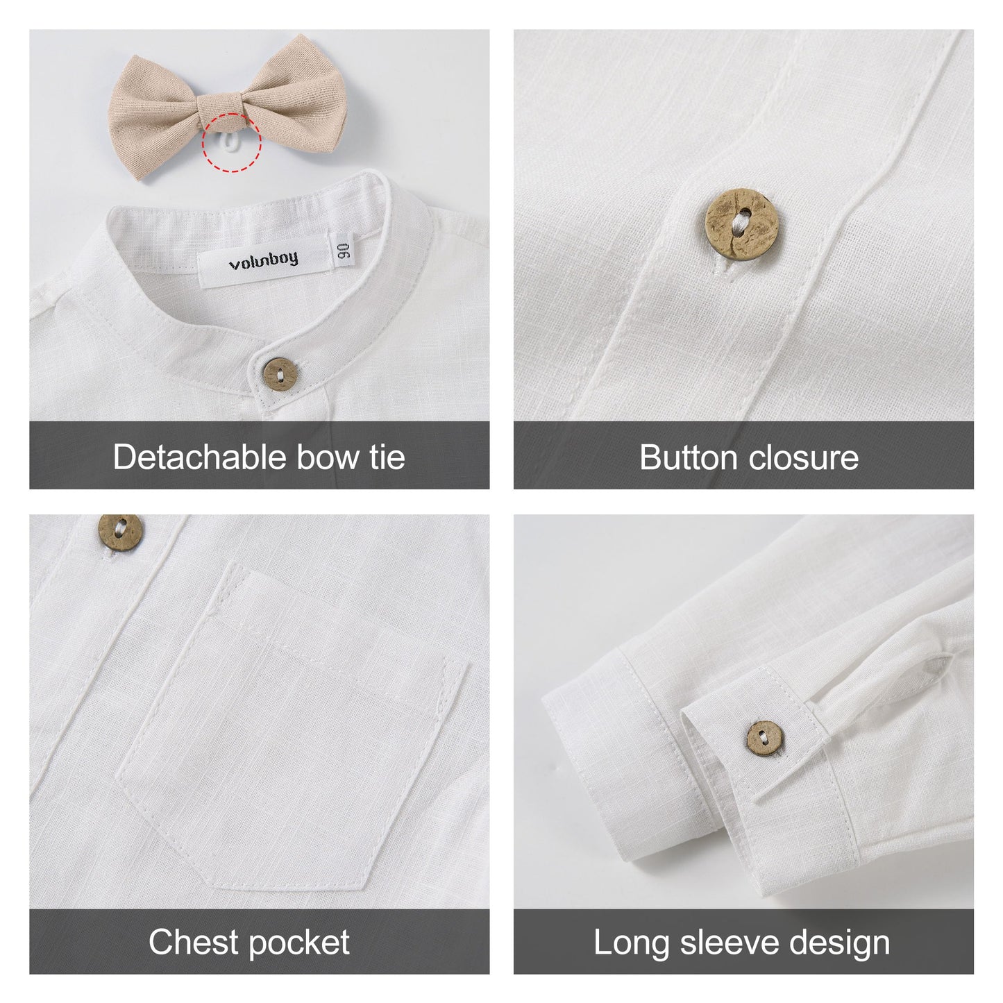 Volunboy Baby Boys Cotton Linen Formal Suspenders Outfits with Bowtie Toddler Long Sleeve Gentleman Wedding Dress Clothes