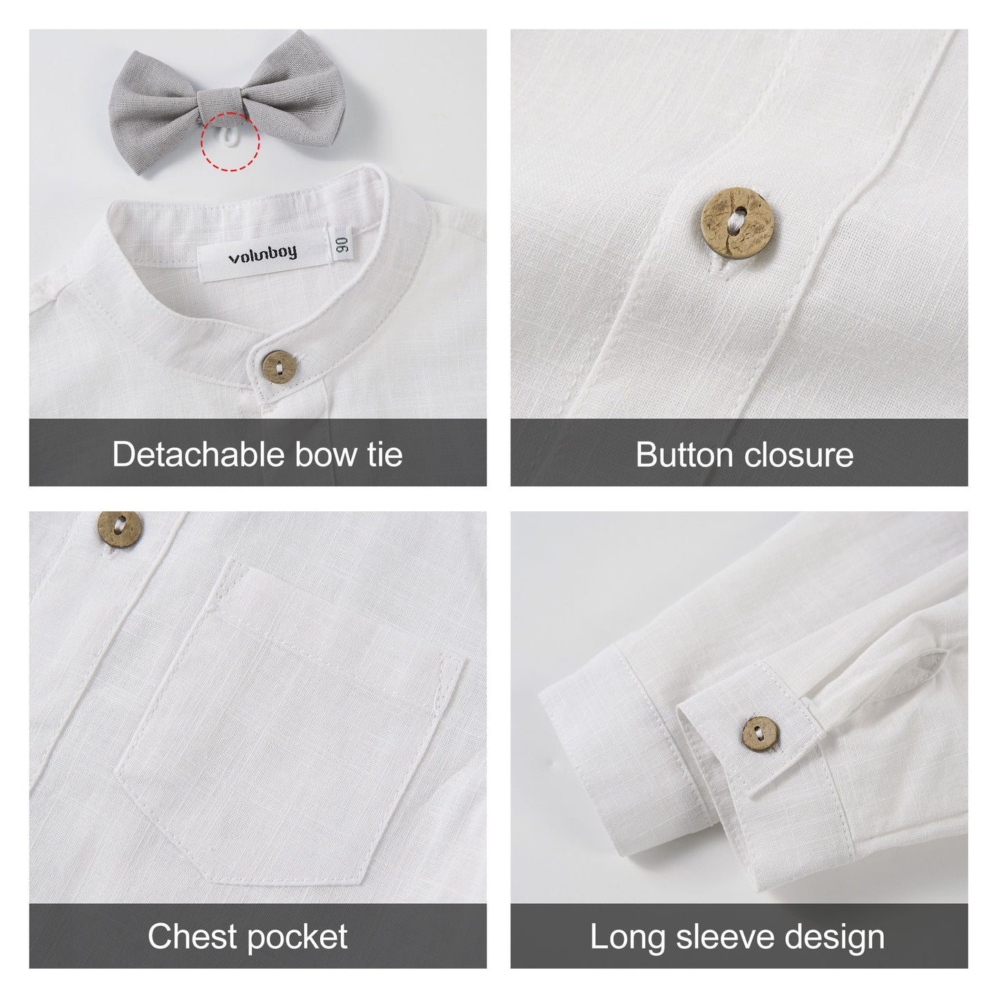 Volunboy Baby Boys Cotton Linen Formal Suspenders Outfits with Bowtie Toddler Long Sleeve Gentleman Wedding Dress Clothes