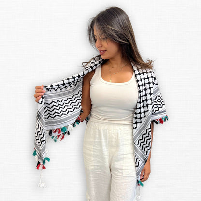 Royal Kufiya (Keffiyeh) | Flag Handmade Tassels