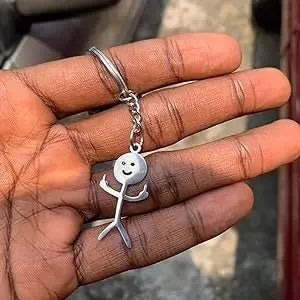 Dreamtimes Funny Doodle Key Chain Graffiti Stainless Steel Middle Finger Stickman Men Pendant Key Rings Jewelry Couples Hip-hop