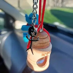 Dreamtimes Funny Doodle Key Chain Graffiti Stainless Steel Middle Finger Stickman Men Pendant Key Rings Jewelry Couples Hip-hop