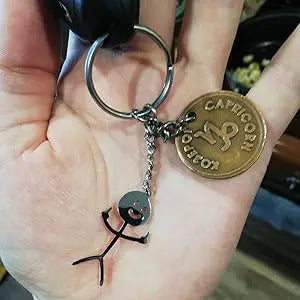 Dreamtimes Funny Doodle Key Chain Graffiti Stainless Steel Middle Finger Stickman Men Pendant Key Rings Jewelry Couples Hip-hop